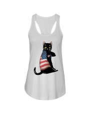 Cat Lover Black Cat American Flag Ladies Flowy Tank tile