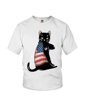 Cat Lover Black Cat American Flag Youth T-Shirt tile