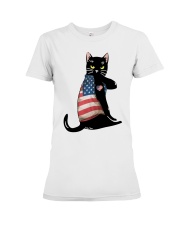 Cat Lover Black Cat American Flag Premium Fit Ladies Tee tile