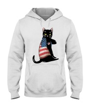 Cat Lover Black Cat American Flag Hooded Sweatshirt tile