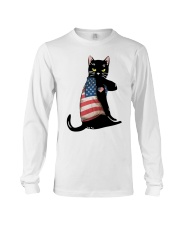 Cat Lover Black Cat American Flag Long Sleeve Tee tile