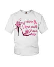 Breast Cancer Awareness High Heels Think Pink Walk Proud Youth T-Shirt tile