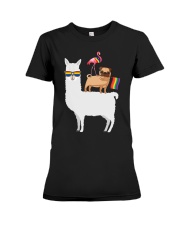 LGBT Pride Gift Sheep Dog And Flamingo Premium Fit Ladies Tee tile