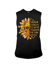 Mutiple Sclerosis Awareness Skull Sunflower It Takes Strength To Tolerate The Pain Sleeveless Tee tile