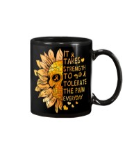 Mutiple Sclerosis Awareness Skull Sunflower It Takes Strength To Tolerate The Pain Mug tile