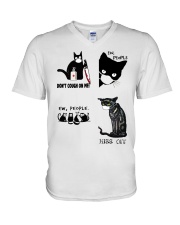 Cat Lover Black Cats Don't Cough On Me Ew People Hiss Off V-Neck T-Shirt tile