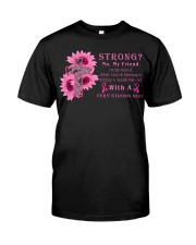 Breast Cancer Awareness Strong No My Friend With A Very Strong God Premium Fit Mens Tee tile