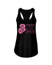 Breast Cancer Awareness Strong No My Friend With A Very Strong God Ladies Flowy Tank tile