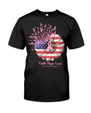 Breast Cancer Awareness USA Flag Sunflower Classic T-Shirt front