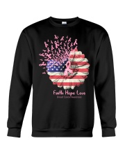 Breast Cancer Awareness USA Flag Sunflower Crewneck Sweatshirt tile