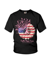 Breast Cancer Awareness USA Flag Sunflower Youth T-Shirt tile