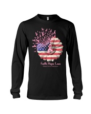 Breast Cancer Awareness USA Flag Sunflower Long Sleeve Tee tile