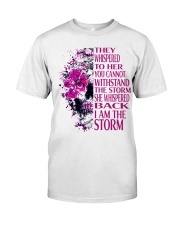 Breast Cancer Awareness Flowers She Whispered Back Iam The Storm Premium Fit Mens Tee tile