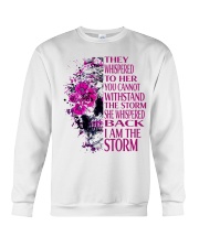 Breast Cancer Awareness Flowers She Whispered Back Iam The Storm Crewneck Sweatshirt tile