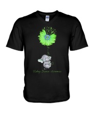 Kidney Disease Awareness Elephant With Sunflower Faith V-Neck T-Shirt tile