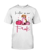 Breast Cancer Awareness Beagle In October We Wear Pink Dog Premium Fit Mens Tee tile