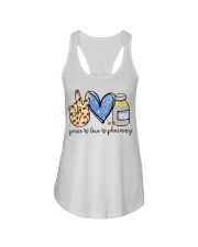 Nurse Gift Peace Love Pharmacy Ladies Flowy Tank tile