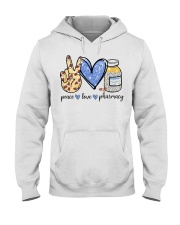 Nurse Gift Peace Love Pharmacy Hooded Sweatshirt tile