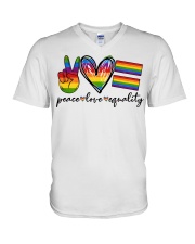 LGBT Pride Gift Peace Love Equality V-Neck T-Shirt tile