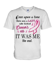 Breast Cancer Awareness There Was Lady Who Kicked Cancer's Asss It Was Me V-Neck T-Shirt tile