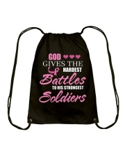 Breast Cancer Awareness God Gives Hardest Battles To His Strongest Soldiers Drawstring Bag tile