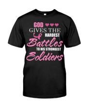 Breast Cancer Awareness God Gives Hardest Battles To His Strongest Soldiers Premium Fit Mens Tee tile