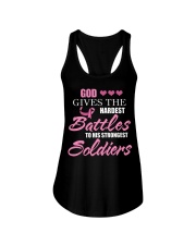 Breast Cancer Awareness God Gives Hardest Battles To His Strongest Soldiers Ladies Flowy Tank tile