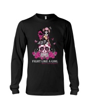 Breast Cancer Awareness Skull Fight Like A Girl Long Sleeve Tee tile