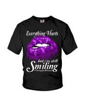 Fibromyalgia Awareness Lip Everything Hurts Youth T-Shirt tile