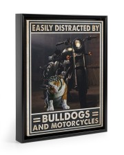 Racing Gift Easily Distracted By Bulldogs And Motorcycles Floating Framed Canvas Prints Black tile
