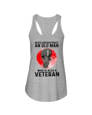 Veteran Gift Skull Blood Moon Never Underestimate An Old Man Who Is A Veteran Ladies Flowy Tank tile