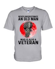 Veteran Gift Skull Blood Moon Never Underestimate An Old Man Who Is A Veteran V-Neck T-Shirt tile