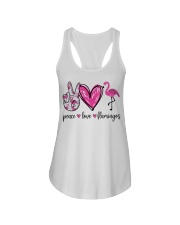 Gift For Animal Lover Peace Love Flamingos Ladies Flowy Tank tile