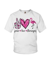 Gift For Animal Lover Peace Love Flamingos Youth T-Shirt tile