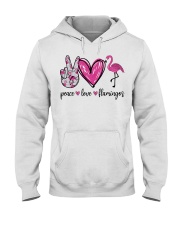 Gift For Animal Lover Peace Love Flamingos Hooded Sweatshirt tile