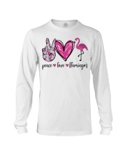 Gift For Animal Lover Peace Love Flamingos Long Sleeve Tee tile