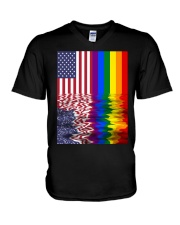 American LGBT Flag V-Neck T-Shirt tile