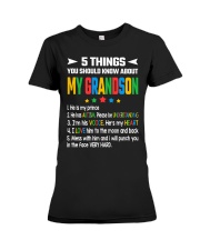 Autism Awareness 5 Things You Should Know About My Grandson Premium Fit Ladies Tee tile