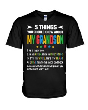 Autism Awareness 5 Things You Should Know About My Grandson V-Neck T-Shirt tile