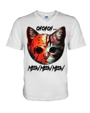 Cat Lover Chchch Meow Meow Meow V-Neck T-Shirt tile