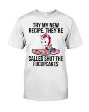 Unicorn Lover Try My New Recipe They're Called Shut The Fucupcakes Premium Fit Mens Tee tile