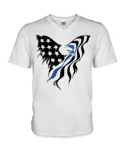 Police Gift USA Flag Eagle V-Neck T-Shirt tile