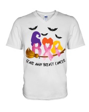 Awareness Boo Scare Away Breast Cancer V-Neck T-Shirt tile