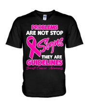 Breast Cancer Awareness Problems Are Not Stop Signs They Are Guidelines V-Neck T-Shirt tile