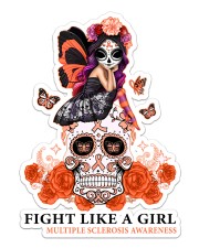 Mutiple Sclerosis Awareness Skull Fight Like A Girl Sticker tile