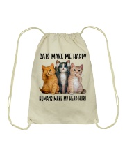 Cat Lover Cats Make Me Happy Humans Make My Head Hurt Drawstring Bag tile