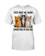 Cat Lover Cats Make Me Happy Humans Make My Head Hurt Premium Fit Mens Tee tile