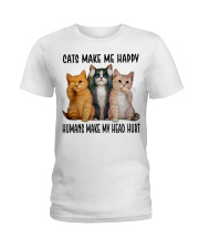 Cat Lover Cats Make Me Happy Humans Make My Head Hurt Ladies T-Shirt tile