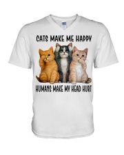 Cat Lover Cats Make Me Happy Humans Make My Head Hurt V-Neck T-Shirt tile