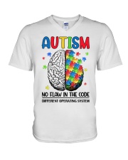 Autism Awareness Brain No Flaw In The Code Different Operating System V-Neck T-Shirt tile